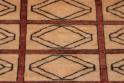 handmade Modern Gabbeh Beige Rust Hand Knotted RECTANGLE 100% WOOL area rug 6' x 9'