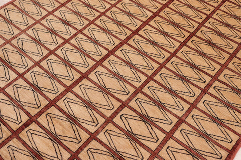 handmade Modern Gabbeh Beige Rust Hand Knotted RECTANGLE 100% WOOL area rug 6' x 9'