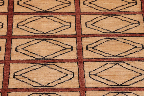 handmade Modern Gabbeh Beige Rust Hand Knotted RECTANGLE 100% WOOL area rug 6' x 9'
