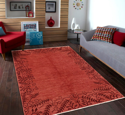 handmade Modern Kafkaz Red Red Hand Knotted RECTANGLE 100% WOOL area rug 6' x 8'