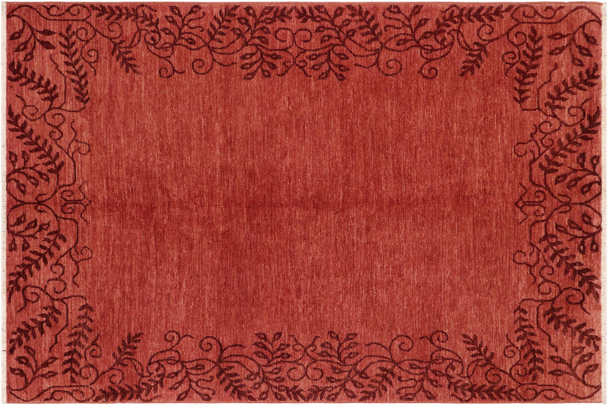 handmade Modern Kafkaz Red Red Hand Knotted RECTANGLE 100% WOOL area rug 6' x 8'