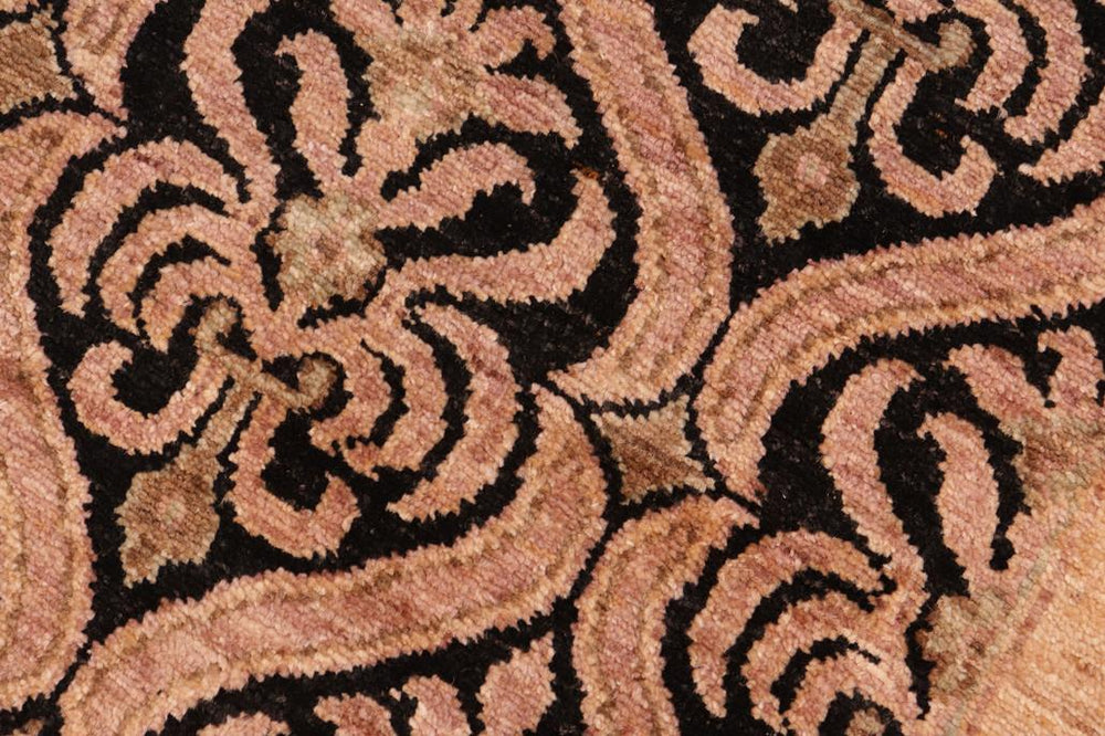 handmade Transitional Kafkaz Black Tan Hand Knotted RECTANGLE 100% WOOL area rug 6X9