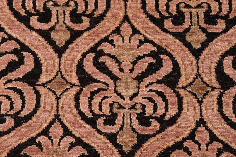 handmade Transitional Kafkaz Black Tan Hand Knotted RECTANGLE 100% WOOL area rug 6X9