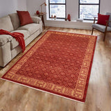 handmade Transitional Kafkaz Red Tan Hand Knotted RECTANGLE 100% WOOL area rug 6 x 9