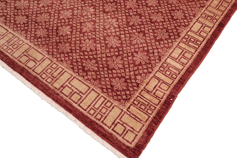 handmade Modern Kafkaz Red Tan Hand Knotted RECTANGLE 100% WOOL area rug 6' x 9'