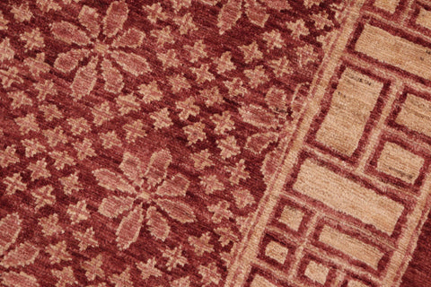 handmade Modern Kafkaz Red Tan Hand Knotted RECTANGLE 100% WOOL area rug 6' x 9'