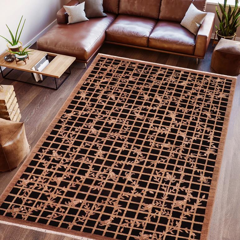 handmade Transitional Kafkaz Black Brown Hand Knotted RECTANGLE 100% WOOL area rug 6X9