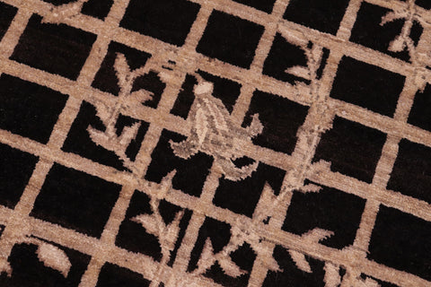 handmade Modern Kafkaz Black Brown Hand Knotted RECTANGLE 100% WOOL area rug 6' x 9'