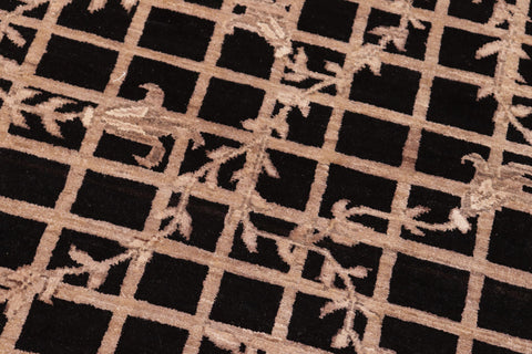 handmade Modern Kafkaz Black Brown Hand Knotted RECTANGLE 100% WOOL area rug 6' x 9'