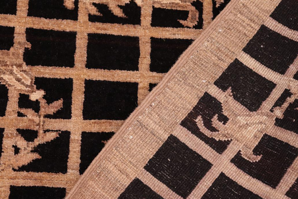 handmade Transitional Kafkaz Black Brown Hand Knotted RECTANGLE 100% WOOL area rug 6X9