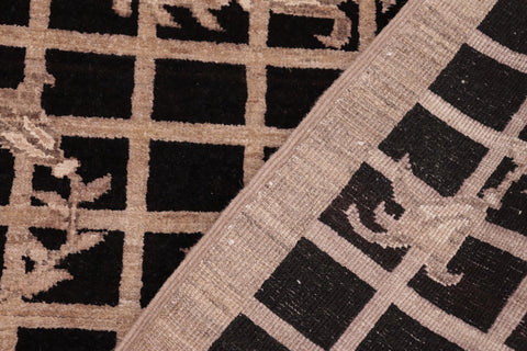 handmade Modern Kafkaz Black Brown Hand Knotted RECTANGLE 100% WOOL area rug 6' x 9'