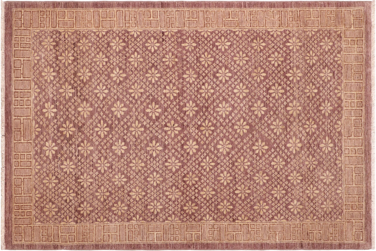 handmade Modern Kafkaz Red Gold Hand Knotted RECTANGLE 100% WOOL area rug 6' x 9'