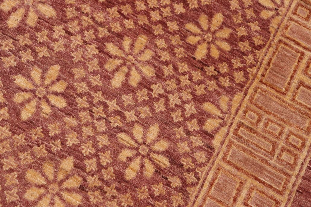 handmade Transitional Kafkaz Red Gold Hand Knotted RECTANGLE 100% WOOL area rug 6X9