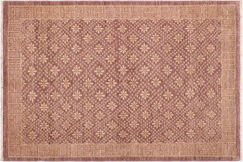 handmade Modern Kafkaz Red Gold Hand Knotted RECTANGLE 100% WOOL area rug 6' x 9'