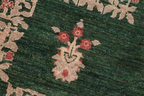 handmade Modern Kafkaz Green Tan Hand Knotted RECTANGLE 100% WOOL area rug 6' x 9'