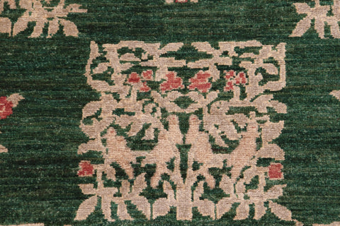 handmade Modern Kafkaz Green Tan Hand Knotted RECTANGLE 100% WOOL area rug 6' x 9'