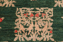 handmade Transitional Kafkaz Green Tan Hand Knotted RECTANGLE 100% WOOL area rug 6X9