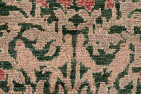 handmade Modern Kafkaz Green Tan Hand Knotted RECTANGLE 100% WOOL area rug 6' x 9'