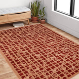 handmade Transitional Kafkaz Red Tan Hand Knotted RECTANGLE 100% WOOL area rug 6 x 9