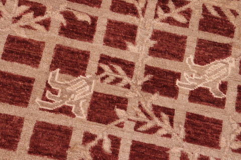 handmade Modern Kafkaz Red Tan Hand Knotted RECTANGLE 100% WOOL area rug 6' x 9'