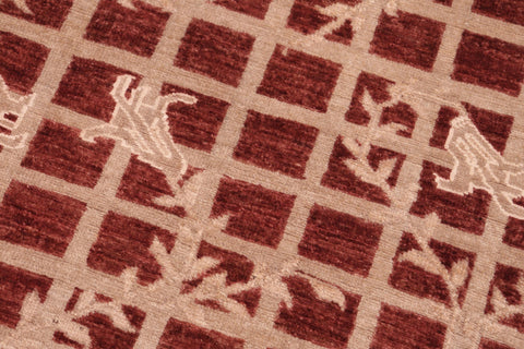 handmade Modern Kafkaz Red Tan Hand Knotted RECTANGLE 100% WOOL area rug 6' x 9'