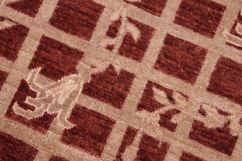handmade Modern Kafkaz Red Tan Hand Knotted RECTANGLE 100% WOOL area rug 6' x 9'
