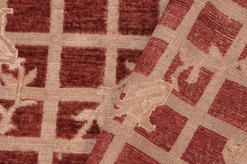 handmade Modern Kafkaz Red Tan Hand Knotted RECTANGLE 100% WOOL area rug 6' x 9'