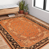 handmade Traditional Kafkaz Rust Black Hand Knotted RECTANGLE 100% WOOL area rug 6 x 9