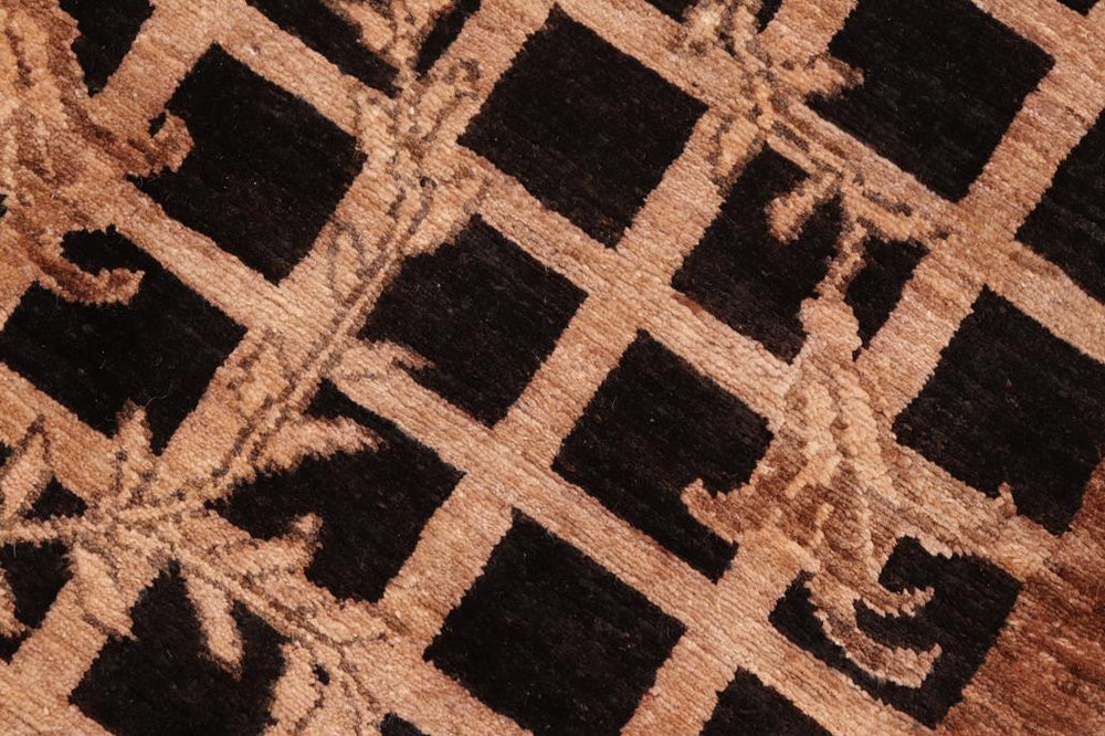 handmade Transitional Kafkaz Black Brown Hand Knotted RECTANGLE 100% WOOL area rug 6X8