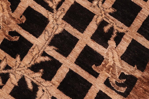 handmade Transitional Kafkaz Black Brown Hand Knotted RECTANGLE 100% WOOL area rug 6X8