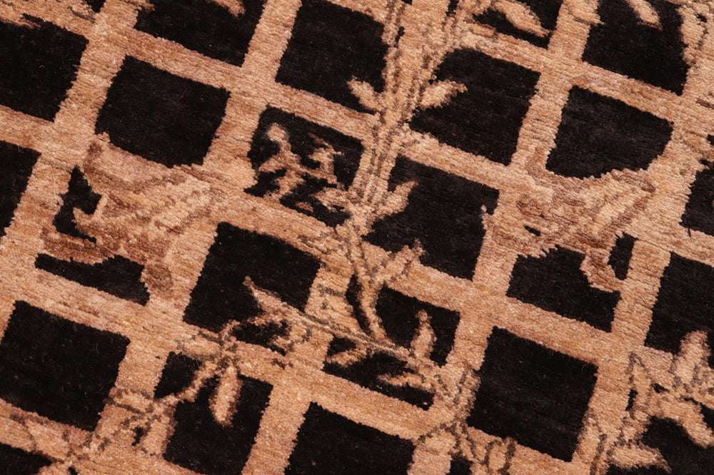 handmade Transitional Kafkaz Black Brown Hand Knotted RECTANGLE 100% WOOL area rug 6X8