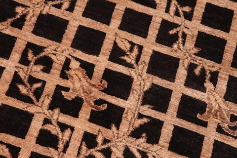 handmade Transitional Kafkaz Black Brown Hand Knotted RECTANGLE 100% WOOL area rug 6X8