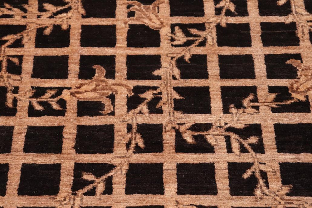 handmade Transitional Kafkaz Black Brown Hand Knotted RECTANGLE 100% WOOL area rug 6X8