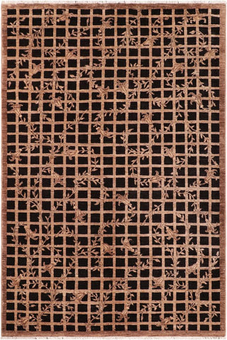 handmade Transitional Kafkaz Black Brown Hand Knotted RECTANGLE 100% WOOL area rug 6X8