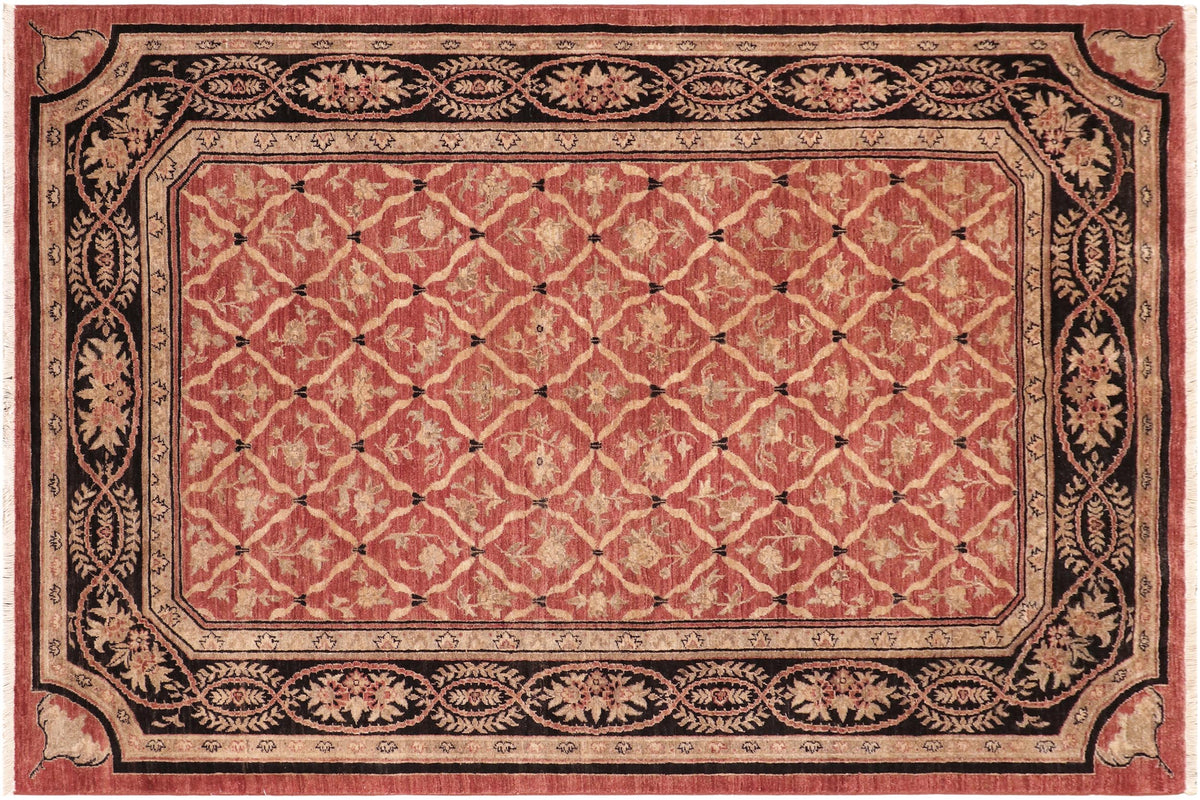 handmade Transitional Kafkaz Red Black Hand Knotted RECTANGLE 100% WOOL area rug 6' x 9'