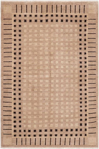 handmade Transitional Kafkaz Tan Black Hand Knotted RECTANGLE 100% WOOL area rug 6X9