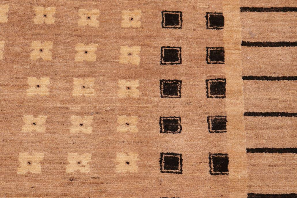 handmade Transitional Kafkaz Tan Black Hand Knotted RECTANGLE 100% WOOL area rug 6X9