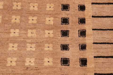 handmade Transitional Kafkaz Tan Black Hand Knotted RECTANGLE 100% WOOL area rug 6X9