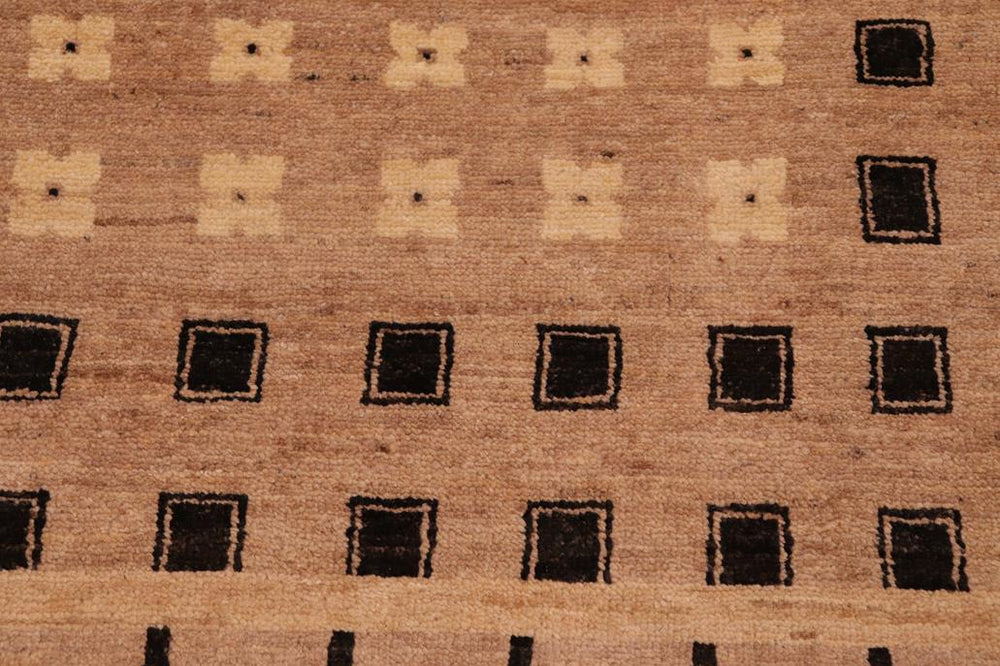 handmade Transitional Kafkaz Tan Black Hand Knotted RECTANGLE 100% WOOL area rug 6X9