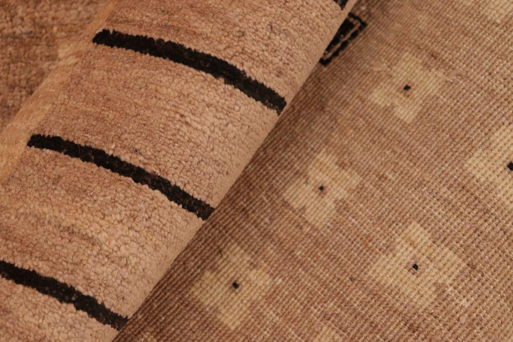 handmade Transitional Kafkaz Tan Black Hand Knotted RECTANGLE 100% WOOL area rug 6X9