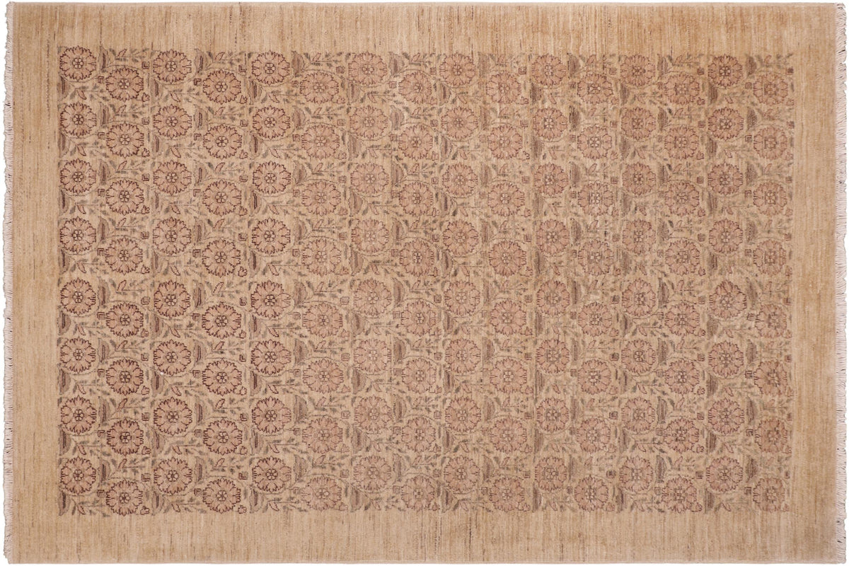 handmade Modern Kafkaz Red Tan Hand Knotted RECTANGLE 100% WOOL area rug 6' x 9'