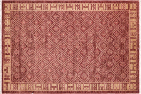 handmade Modern Kafkaz Red Gold Hand Knotted RECTANGLE 100% WOOL area rug 6' x 9'