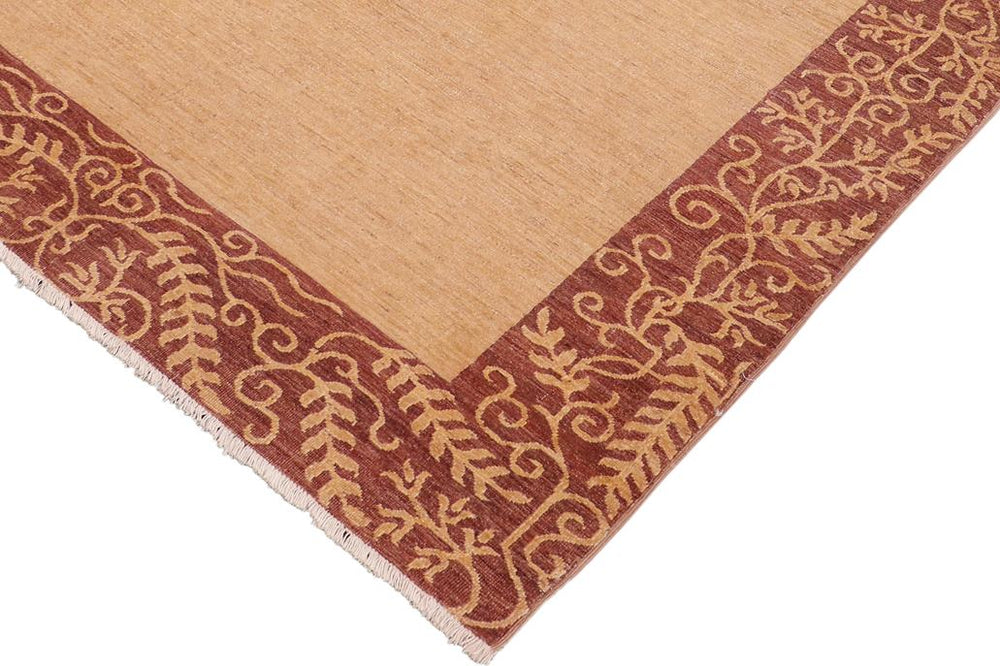 handmade Modern Kafkaz Beige Brown Hand Knotted RECTANGLE 100% WOOL area rug 6X9