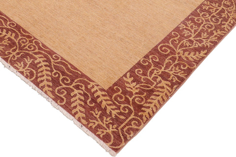 handmade Modern Kafkaz Beige Brown Hand Knotted RECTANGLE 100% WOOL area rug 6' x 9'