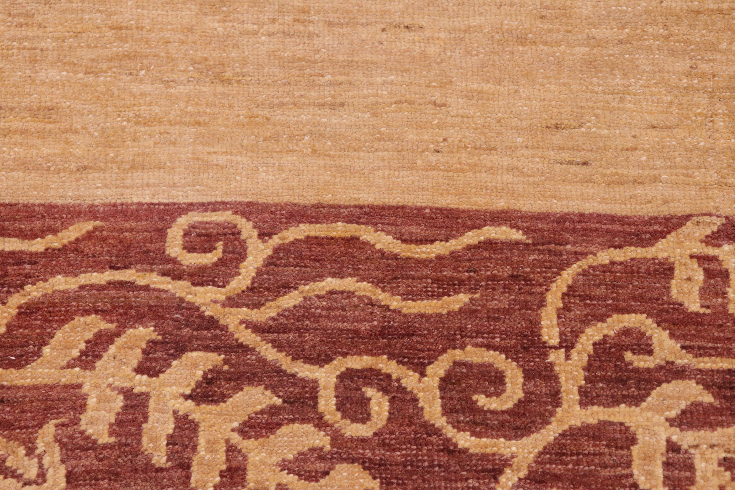 handmade Modern Kafkaz Beige Brown Hand Knotted RECTANGLE 100% WOOL area rug 6' x 9'