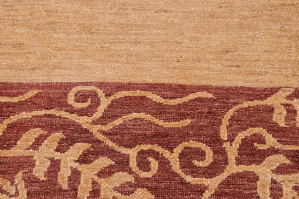 handmade Modern Kafkaz Beige Brown Hand Knotted RECTANGLE 100% WOOL area rug 6X9