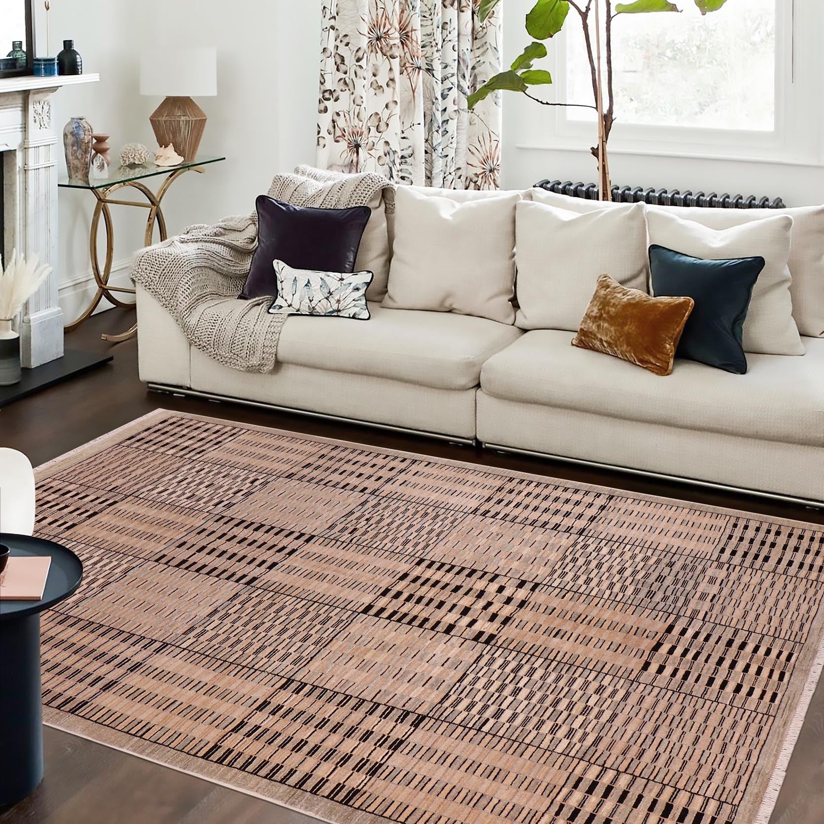 handmade Modern Kafkaz Beige Green Hand Knotted RECTANGLE 100% WOOL area rug 6' x 9'