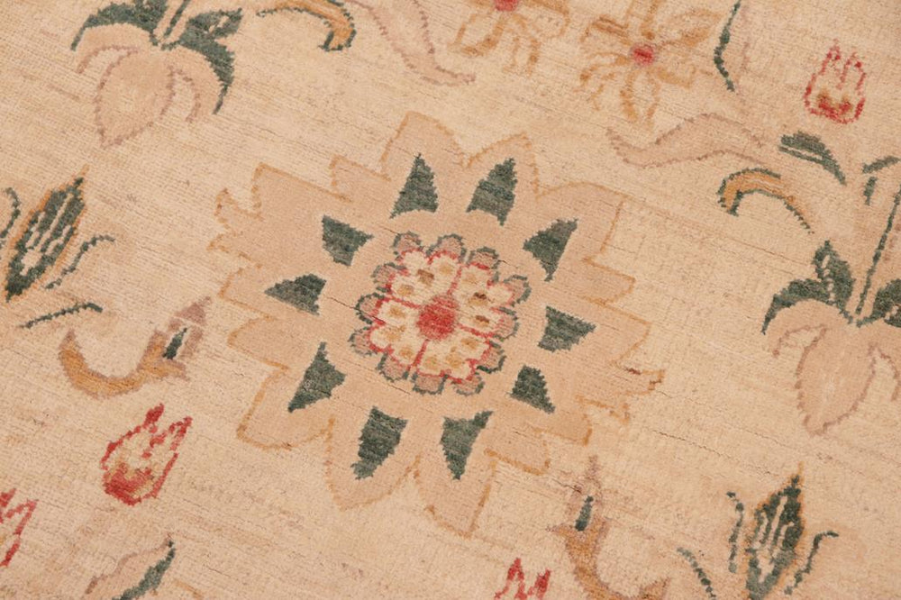 handmade Transitional Kafkaz Tan Green Hand Knotted RECTANGLE 100% WOOL area rug 6X9