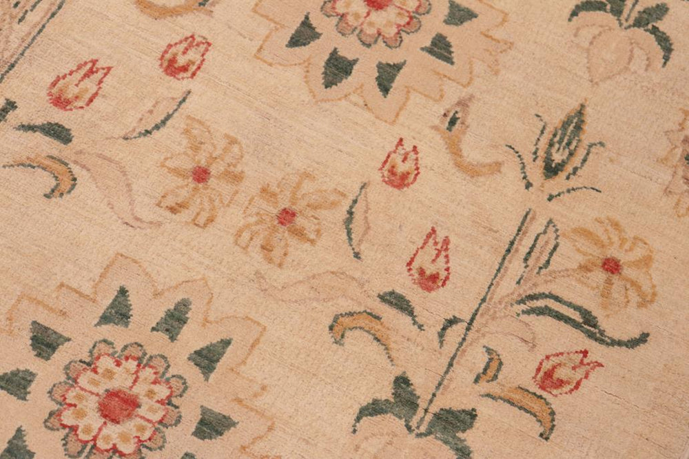 handmade Transitional Kafkaz Tan Green Hand Knotted RECTANGLE 100% WOOL area rug 6X9