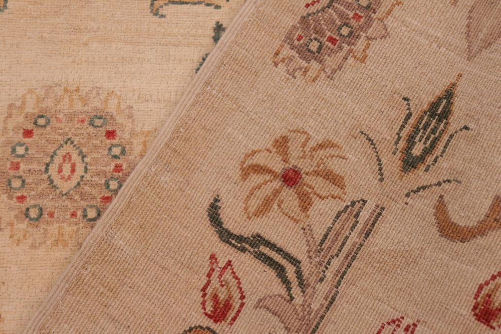 handmade Transitional Kafkaz Tan Green Hand Knotted RECTANGLE 100% WOOL area rug 6X9